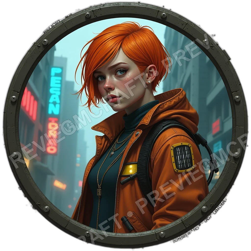 Overbridge Scavenger Female, Folding Magnet Claw, Solar Panel Patch Coat, Necklace Of Scrap Charms, Scavengers, ,Young Adult Age,1.8,, ,Obese Build,1 0001 top-down token preview