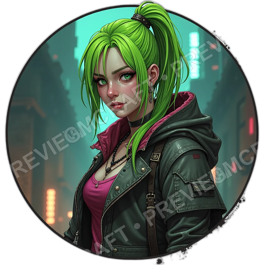 Overpass Recycler, Female, Foldable Scrap Harpoon, Patched Insulation Cloak, Battery Bead Necklaces, Scavengers, ,Young Adult Age,1.8,, ,Broad,Shoulde 0001 top-down token preview