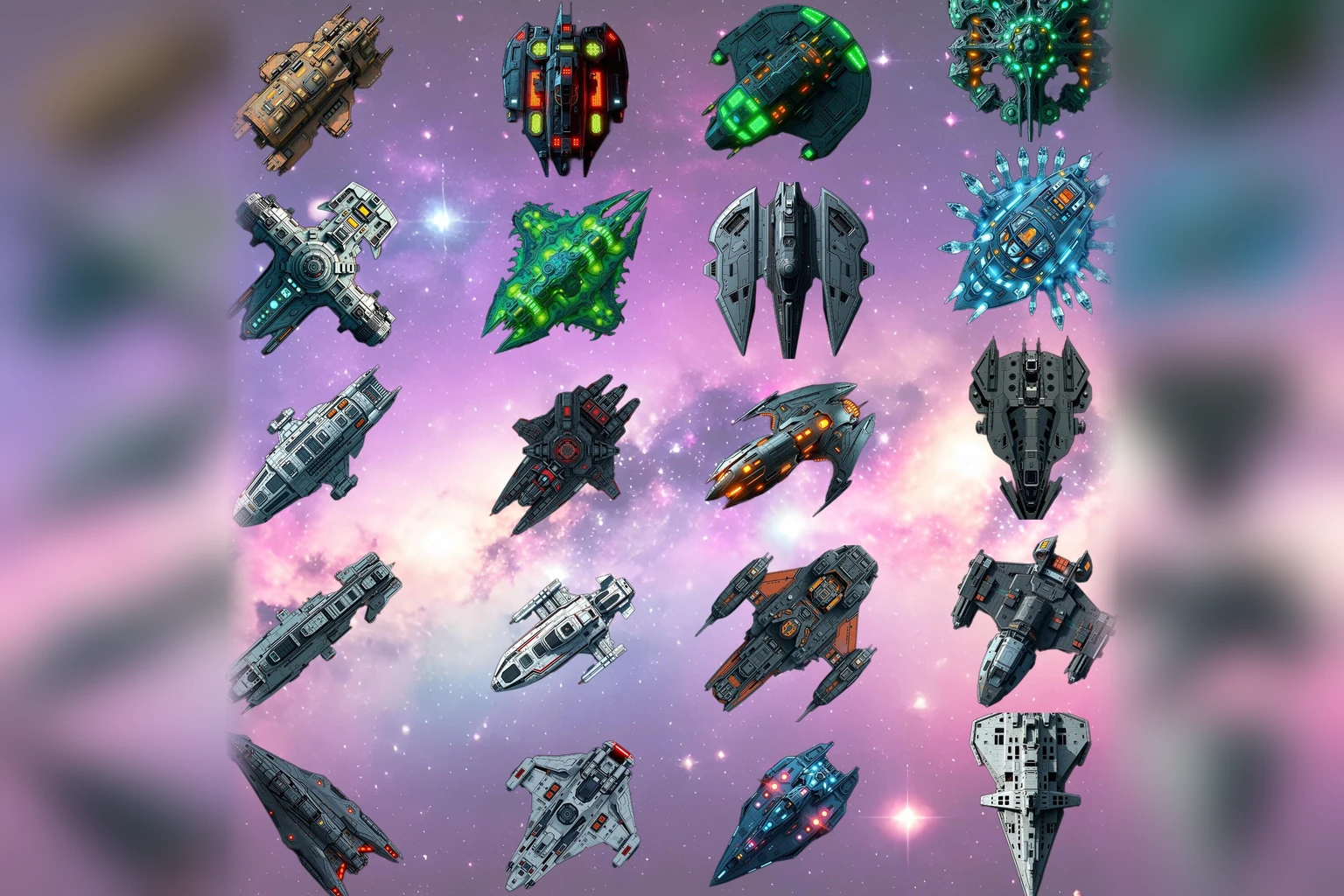 Aperçu du produit Vaisseaux spatiaux de science-fiction en 2D 3