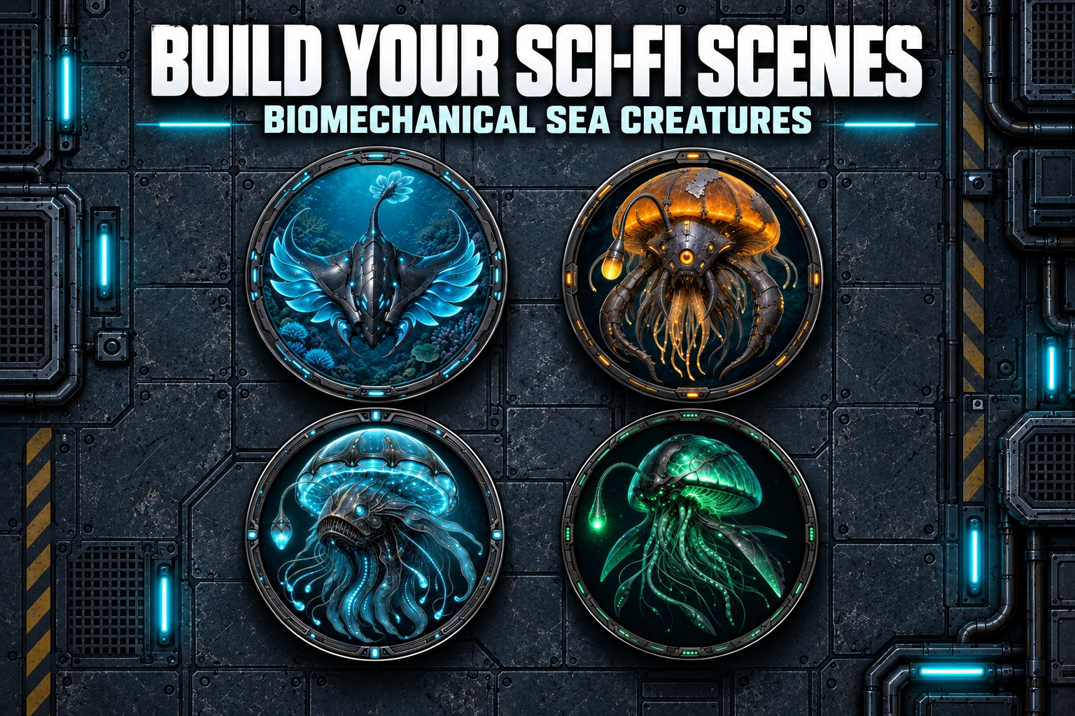 Bioluminescent Biomechanical Sea Creatures product preview 2