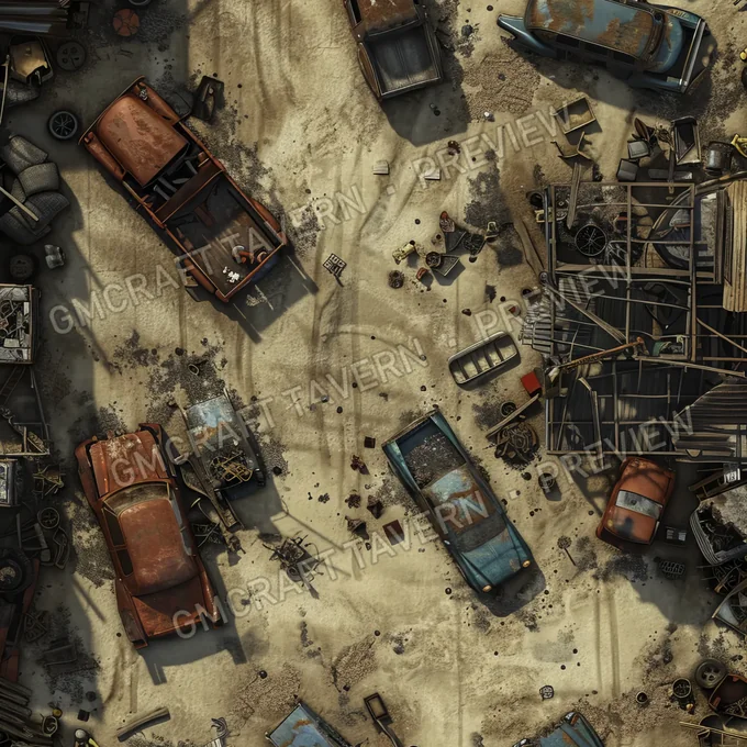 Aperçu de la battlemap Scrapyard Sanctuary A Sprawling