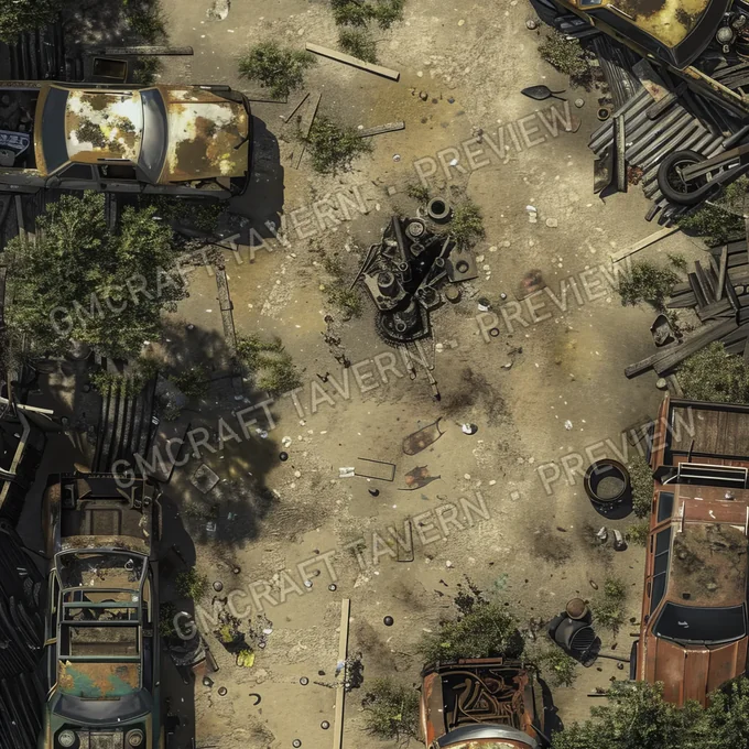 Aperçu de la battlemap Scrapyard Sanctuary A Sprawling
