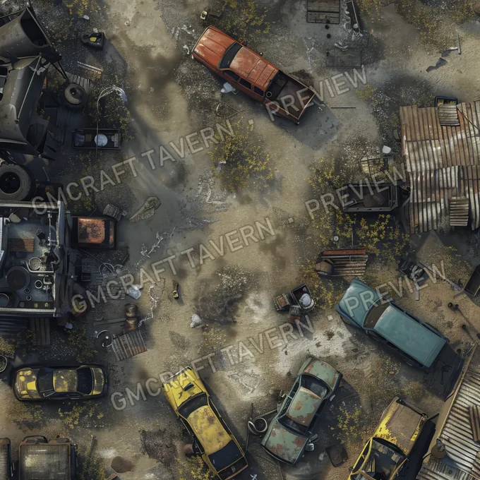 Aperçu de la battlemap Scrapyard Sanctuary A Sprawling