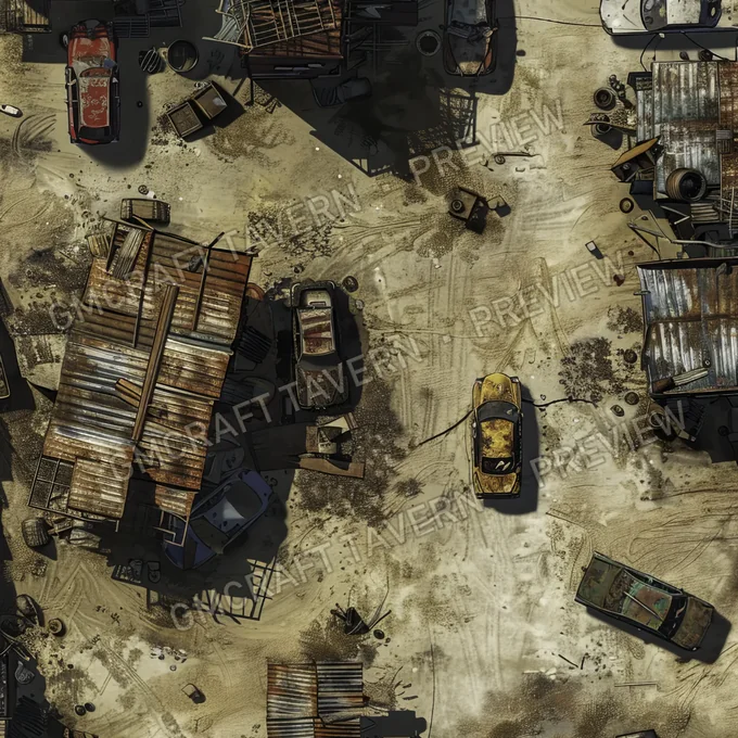 Aperçu de la battlemap Scrapyard Sanctuary A Sprawling