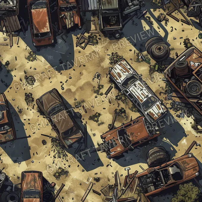Aperçu de la battlemap Scrapyard Sanctuary A Sprawling