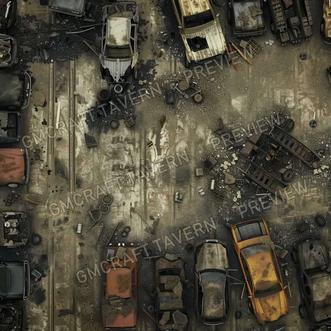 Aperçu de la battlemap Scrapyard Sanctuary A Sprawling