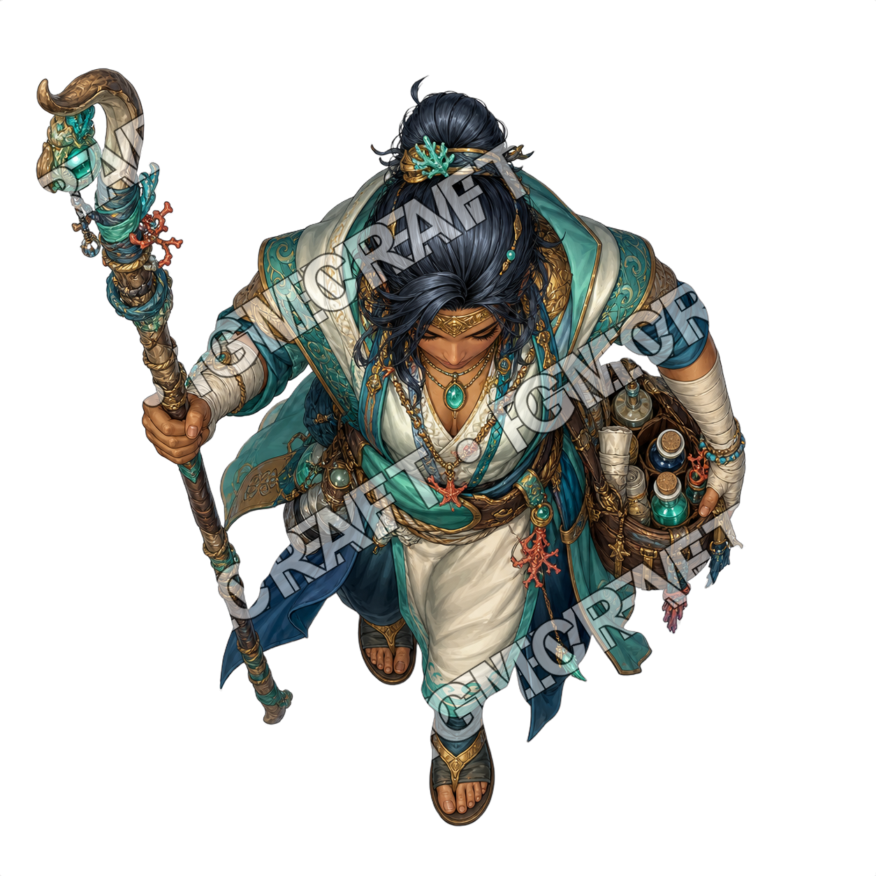 Serpent Boat Healer Or Mage top-down token preview