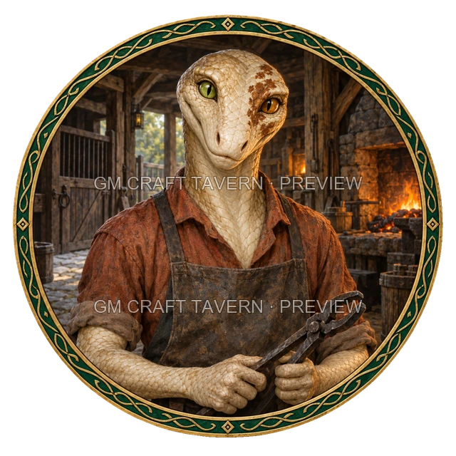 Varka Westmere - aperçu de token de forgeron vu du dessus