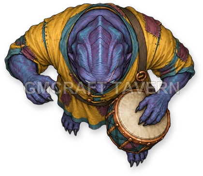 Shadowspawn - Bard - street drummer top-down token preview