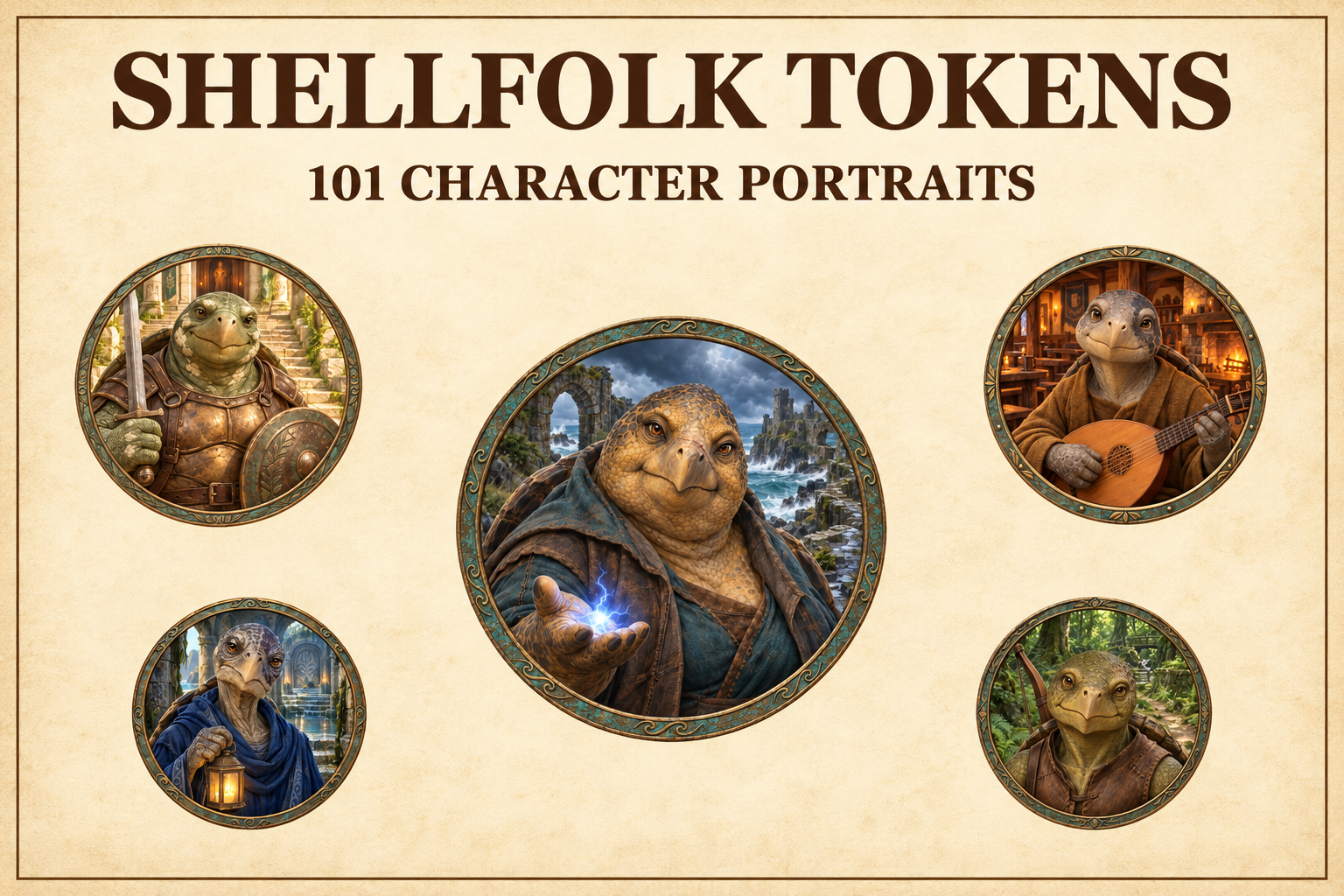 101 Shellfolk Character Tokens — Portraits de fantasy