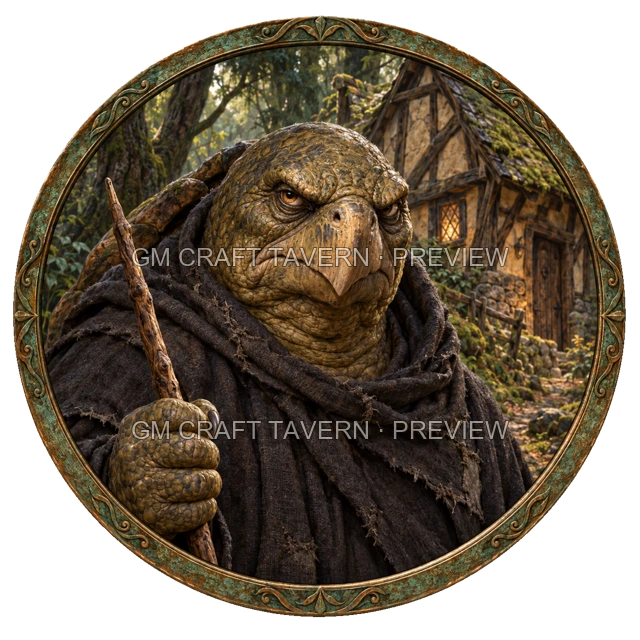 Aperçu de token de sorcière maléfique vu du dessus