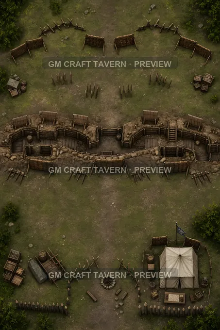 Forward Trench Line With Mantlets And Arrow Screens battlemap preview