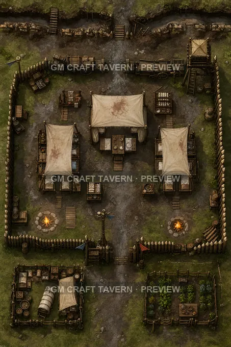Healers Enclosure With Triage Awnings Near The Front battlemap preview