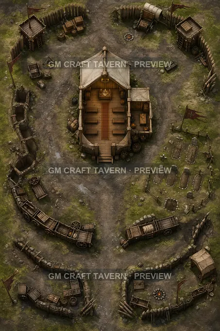 Field Chapel And Burial Corner Inside A Weary War Camp battlemap preview