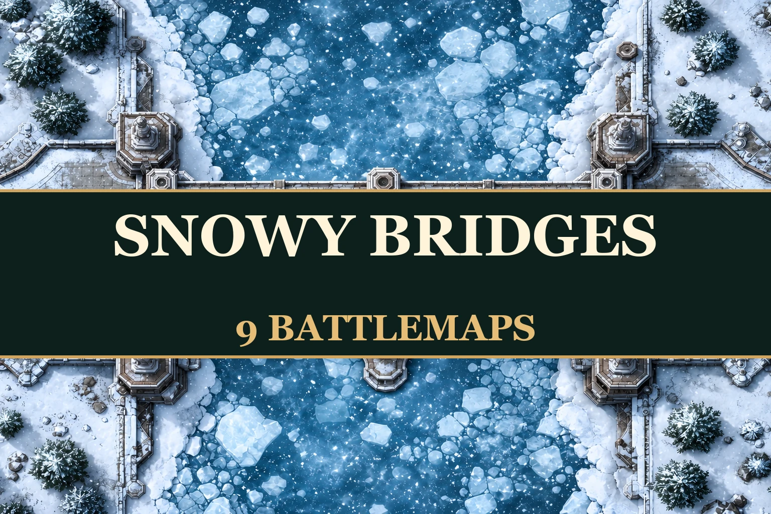 Snowy Bridges — 9 Free Battlemaps