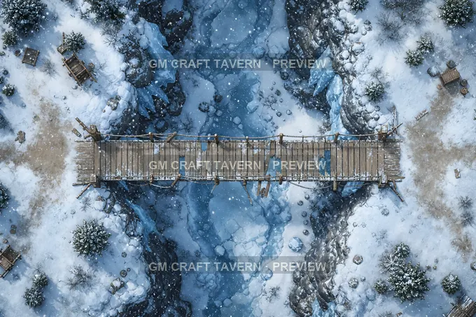 Long Wooden Bridge Over Frozen Gorge battlemap preview