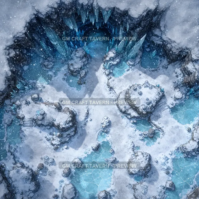 Crystal Ice Cave Entrance battlemap preview