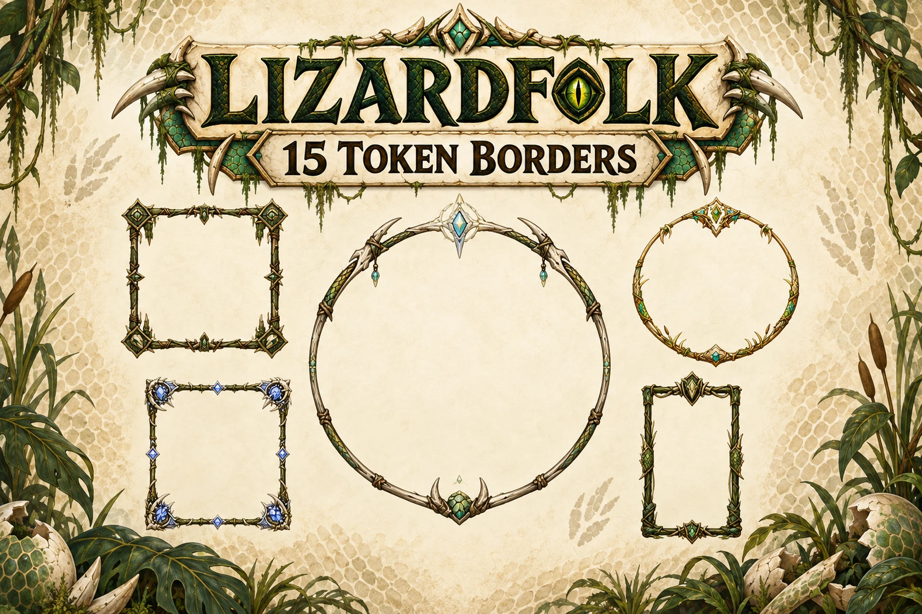 15 Lizardfolk Token Borders