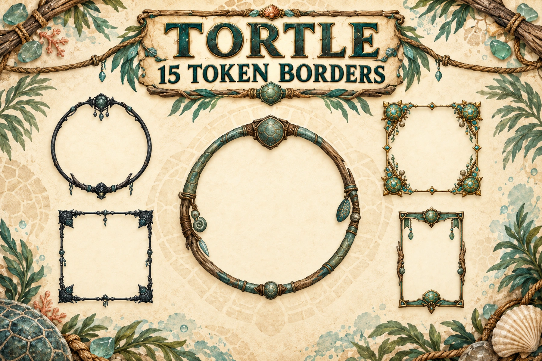 Tortle Fantasy — 15 Token Borders