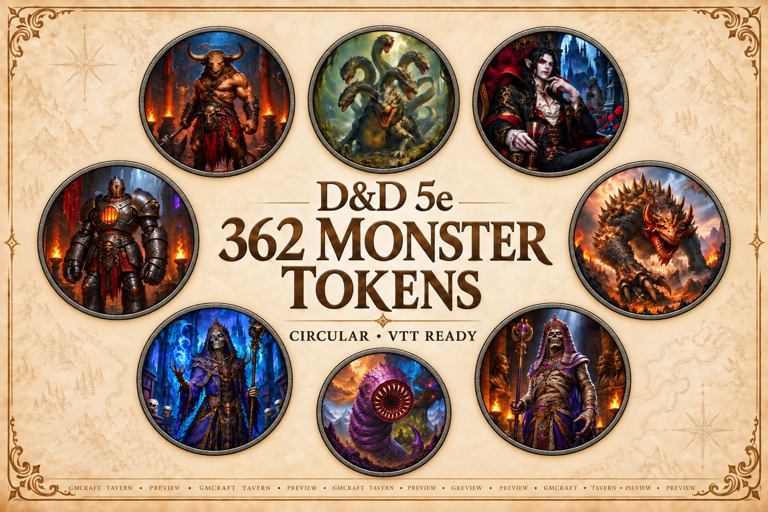 362 Circular D&D 5e Monster Tokens preview