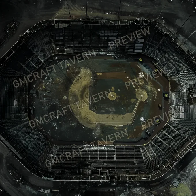 Abandonned Baseball Stadium battlemap preview