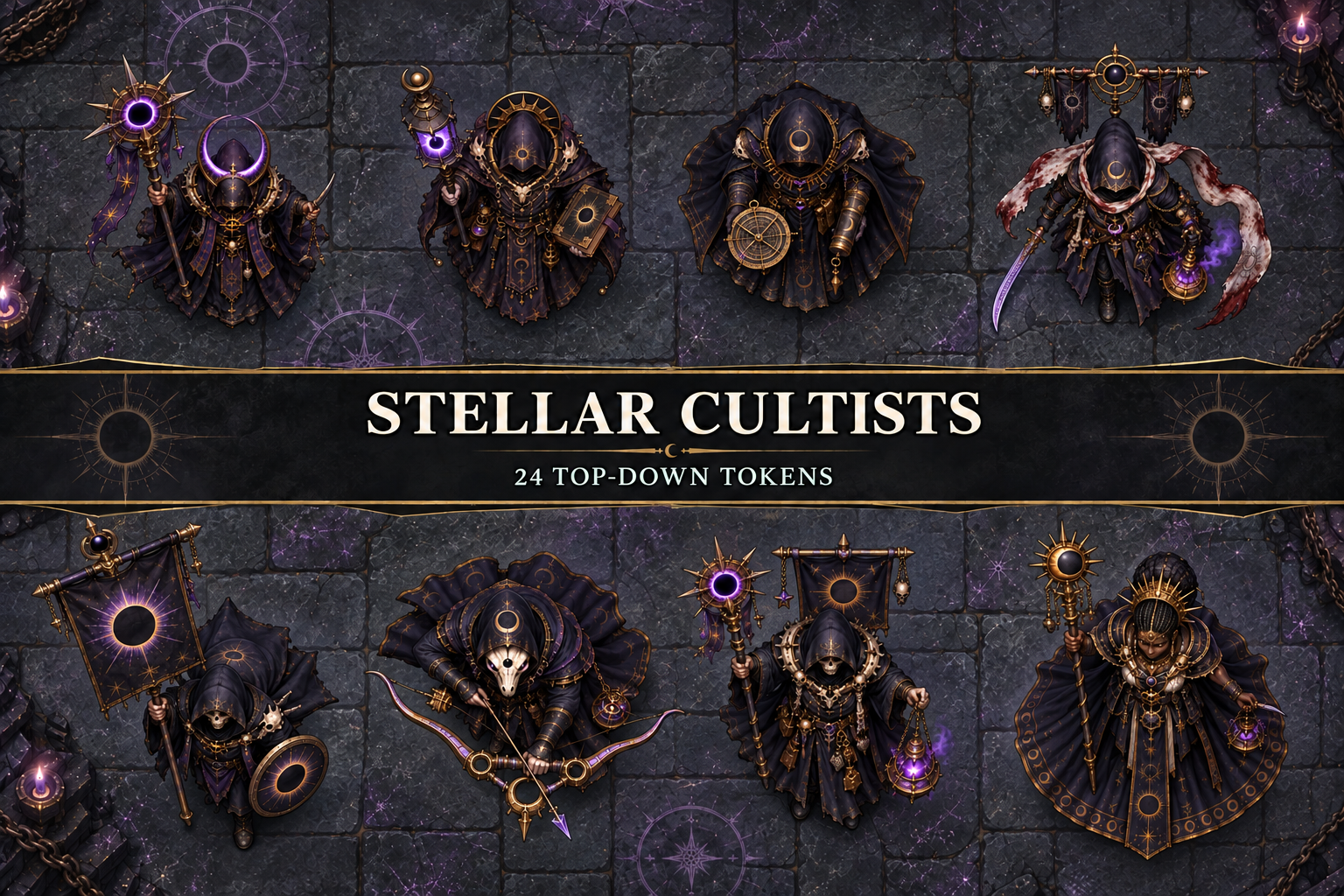 Stellar Cultists — 24 Top-Down Tokens