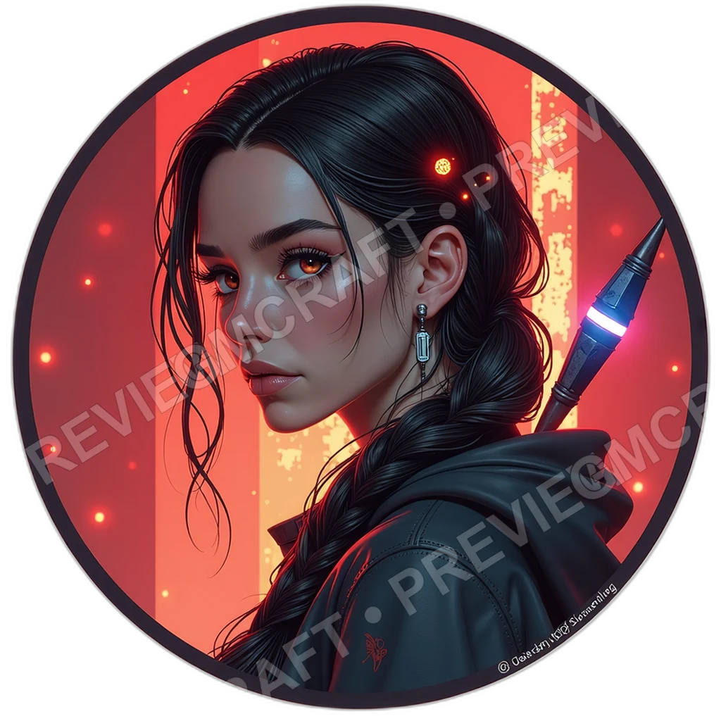 Neon Tag Matriarch, Female, Welded Fang Grill, Braid Of Led Tags, Acid Vial Loop, Street Gangs, , Age,1.8,, ,Very Slim Build,1.8,, ,Mocha Brow 0001 top-down token preview