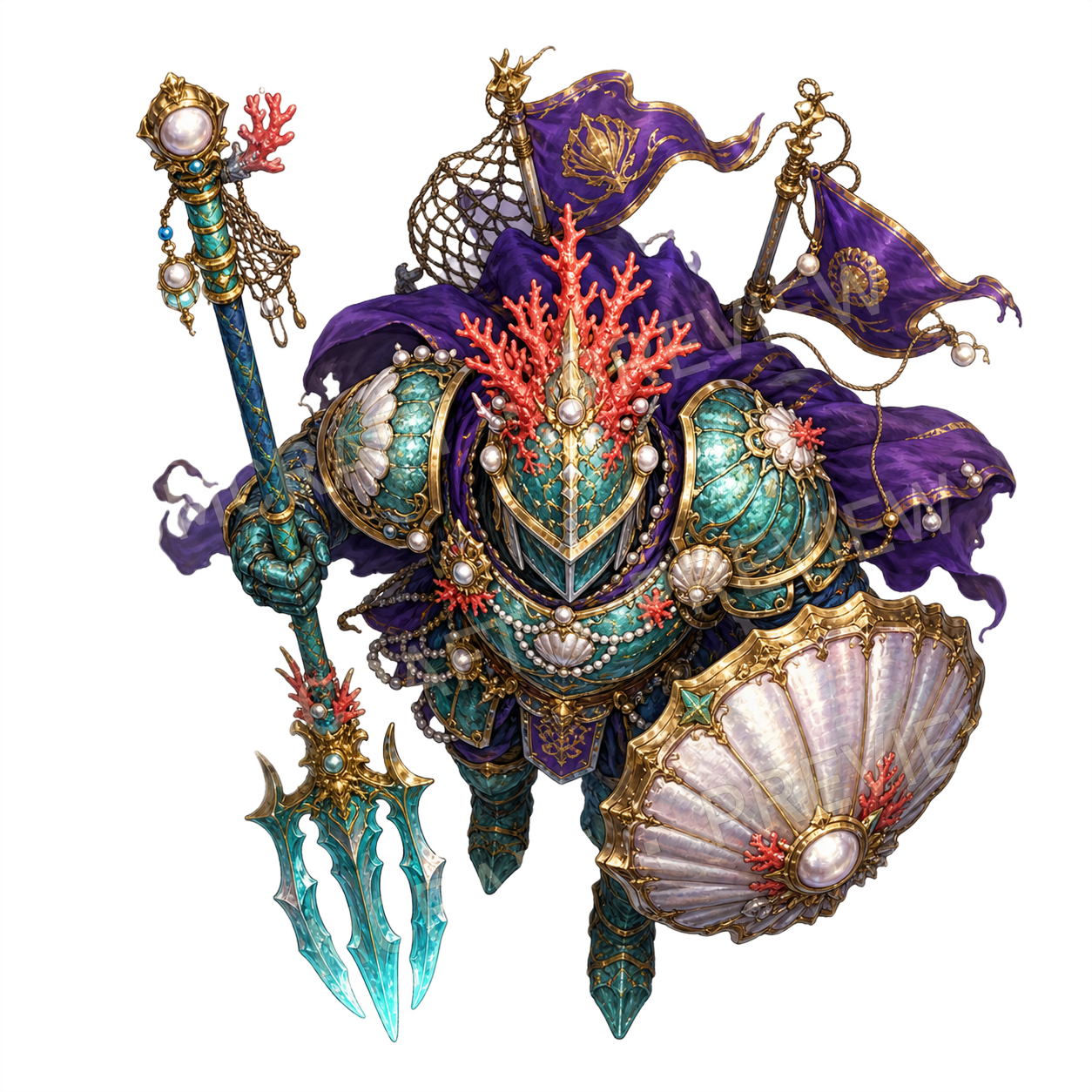 Pearl Shield Sentinel top-down token preview