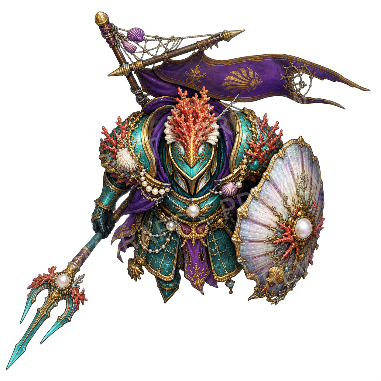 Reef Halberdier top-down token preview