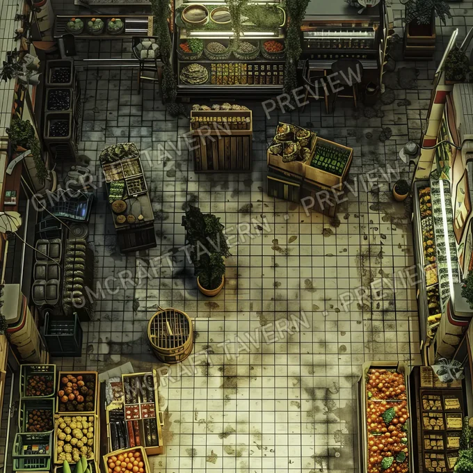 Supermarket Post Apo Battlem battlemap preview