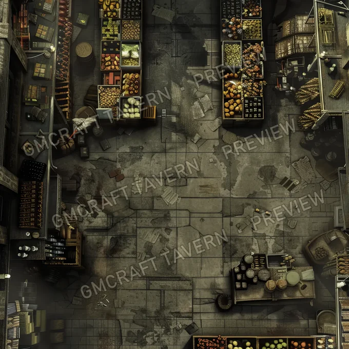 Supermarket Post Apo Battlem battlemap preview