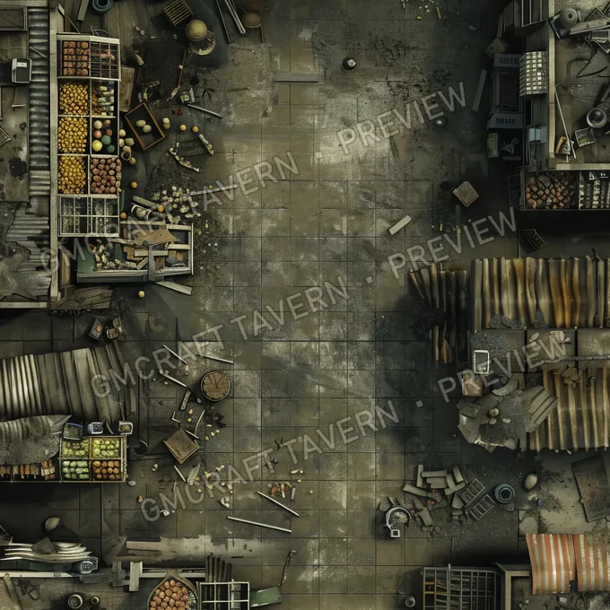 Supermarket With Destroyed Thing battlemap preview