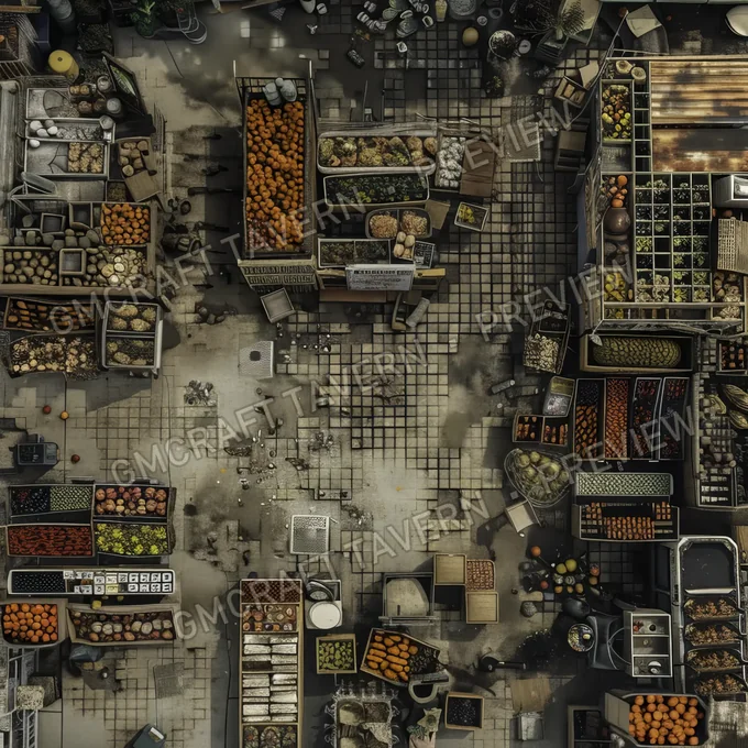 Supermarket With Destroyed Thing battlemap preview