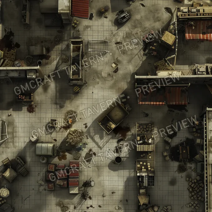 Supermarket With Destroyed Thing battlemap preview