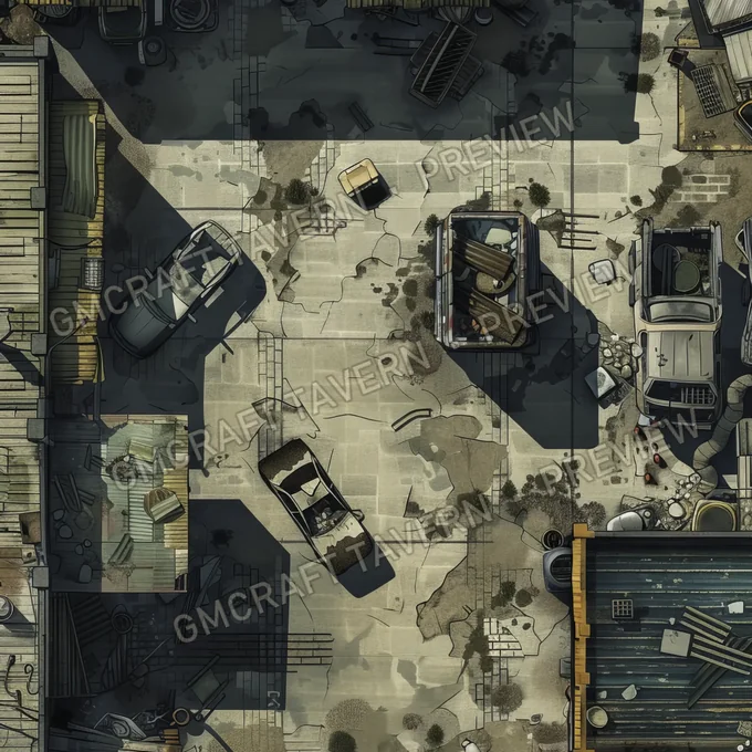 Supermarket With Destroyed Thing battlemap preview