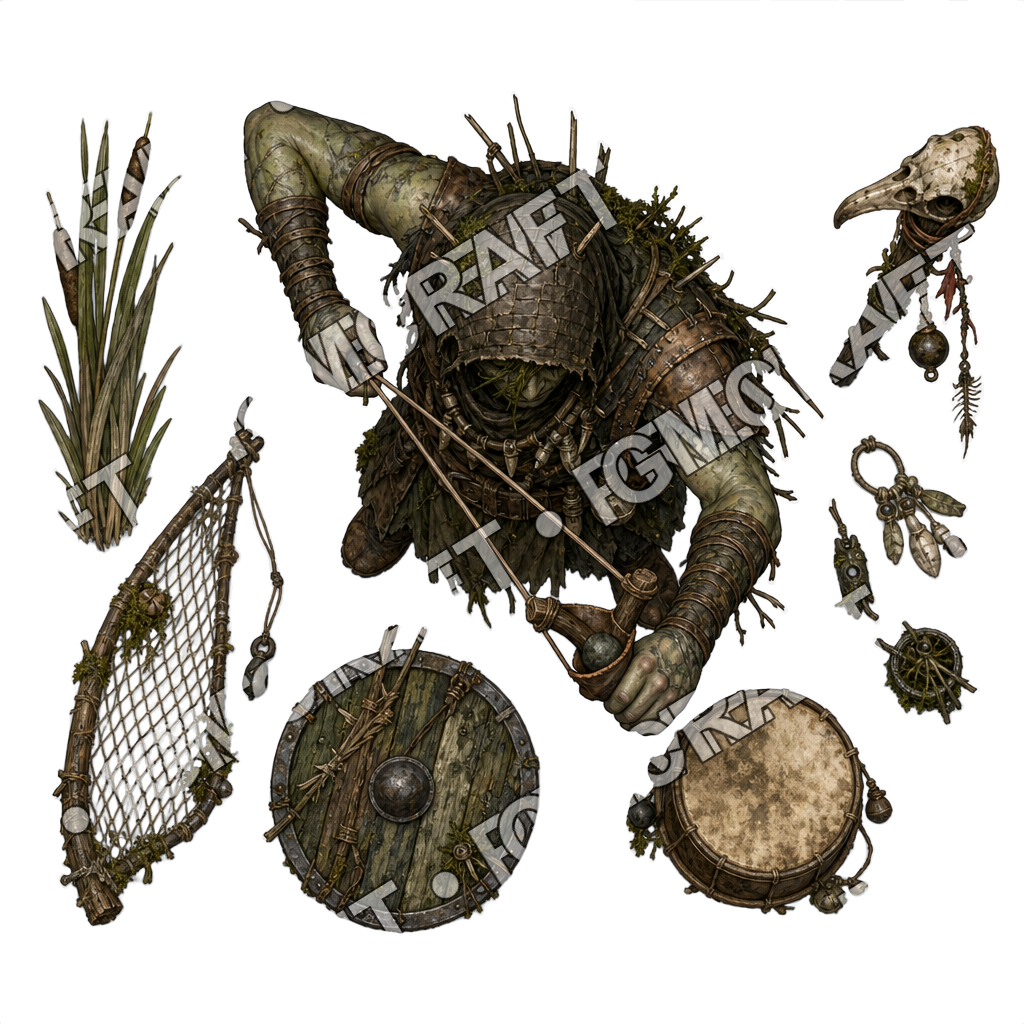 Cursed Swamp Militia 10 Briar Slingshotter Topdown Token top-down token preview