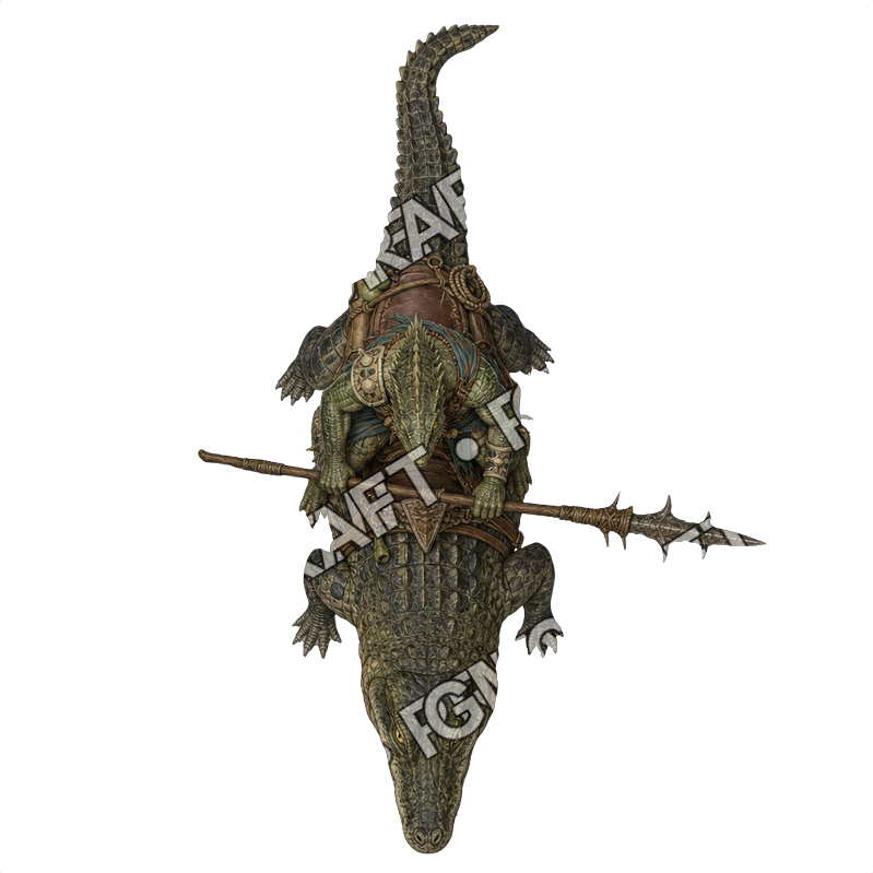 Moonfen Lizardfolk Warband 07 Moonfen Lizardfolk Crocodile Rider Topdown Token top-down token preview