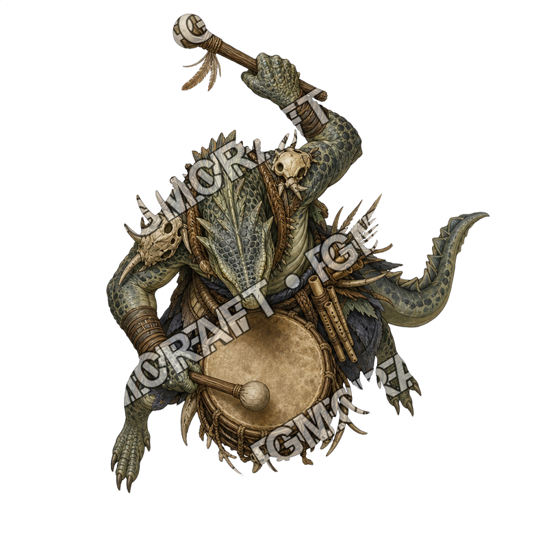 Moonfen Lizardfolk Warband 12 Moonfen Lizardfolk Drum Caller Topdown Token top-down token preview