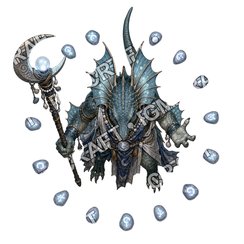 Moonfen Lizardfolk Warband 19 Moonfen Lizardfolk Moon Oracle Topdown Token top-down token preview