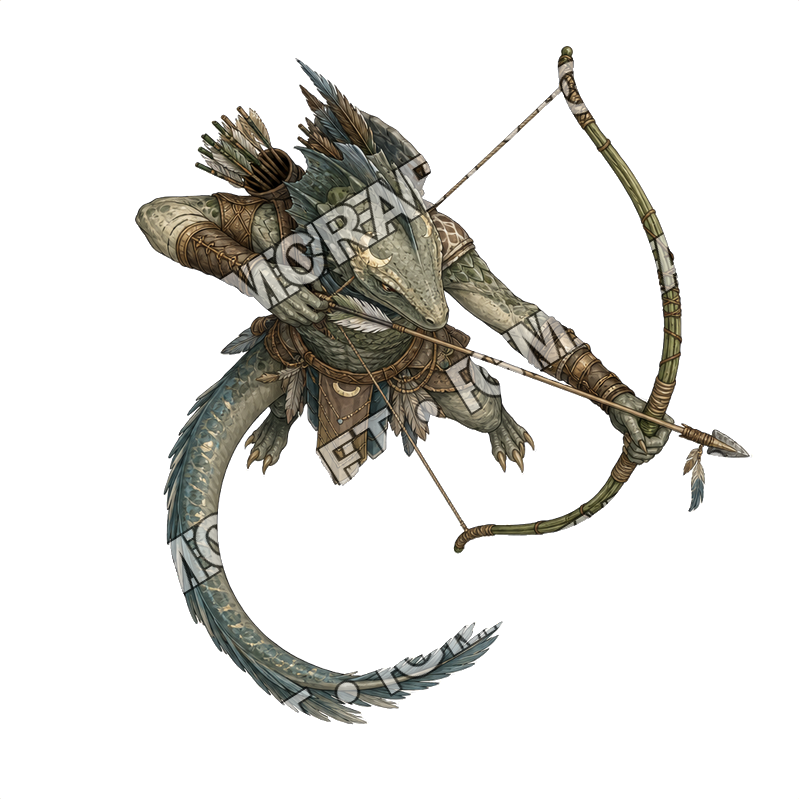 Moonfen Lizardfolk Warband 25 Moonfen Lizardfolk Reed Archer Topdown Token top-down token preview