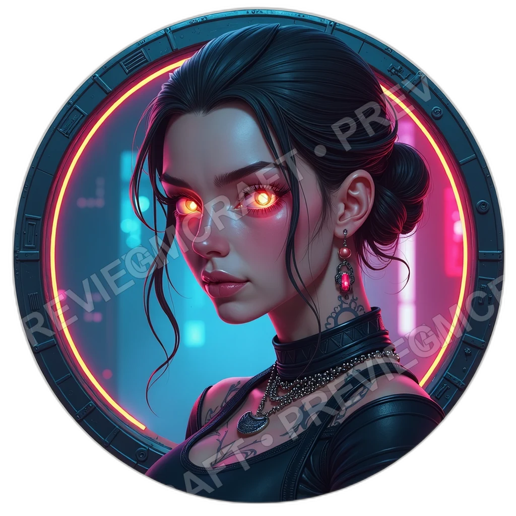 Iridescent Unit, Appears Female, Pearlescent Dermis Seams, Emotive Led Pupils, Serial Neck Tag, Synths, ,Adult,1.8,, ,Lean Build,1.8,, ,Medium Brown H 0001 top-down token preview