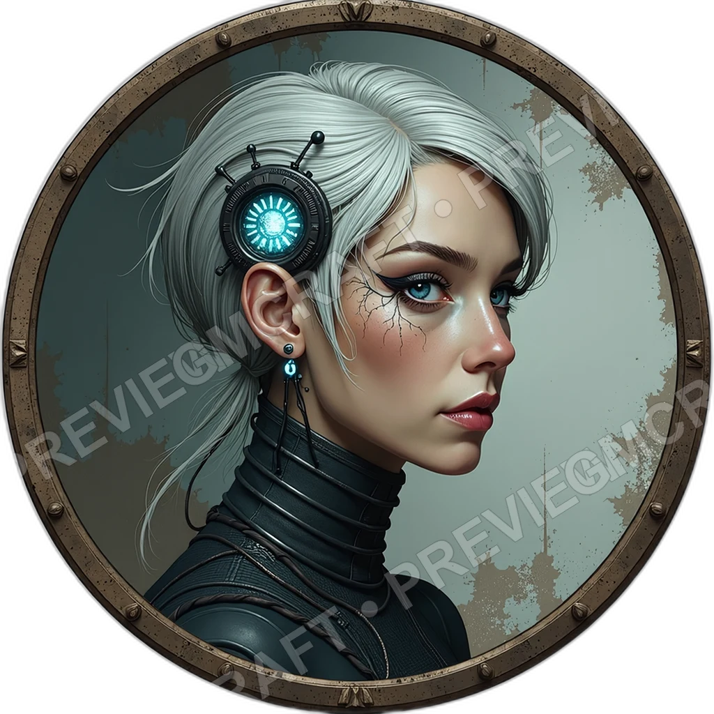 Porcelain Opera Synth Appears Female Emotive Led Lattice Throat Speaker Serial Plate Synths, ,Middle,Aged Adult,1.8,, ,Average Build,1.8,, ,Steel Gray 0001 top-down token preview