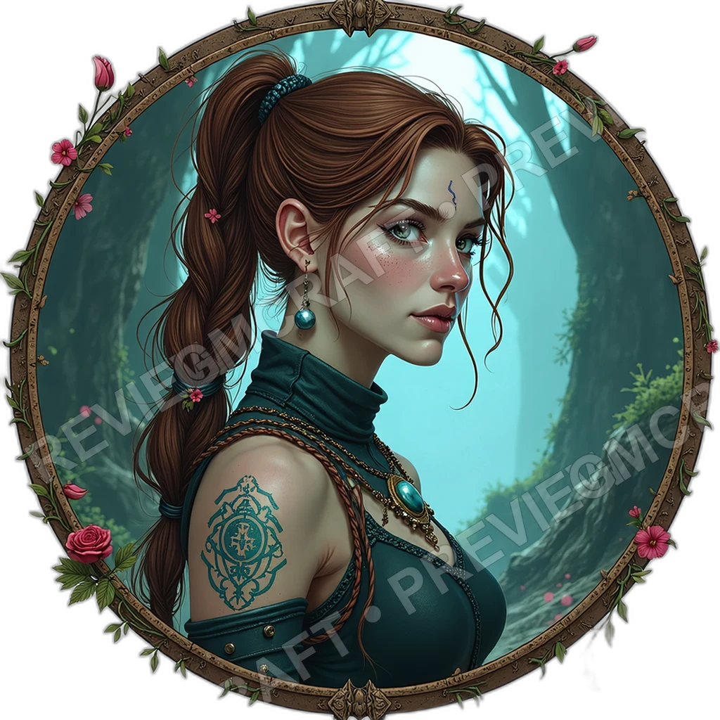 Code Druid, Female, Braided Optic Vines, Ritual Circuit Scars, Chant Resonator Bead, Cults Techno Shamans, ,Older Adult Age,1.8,, ,Slim Build,1.8,, ,C 0001 top-down token preview