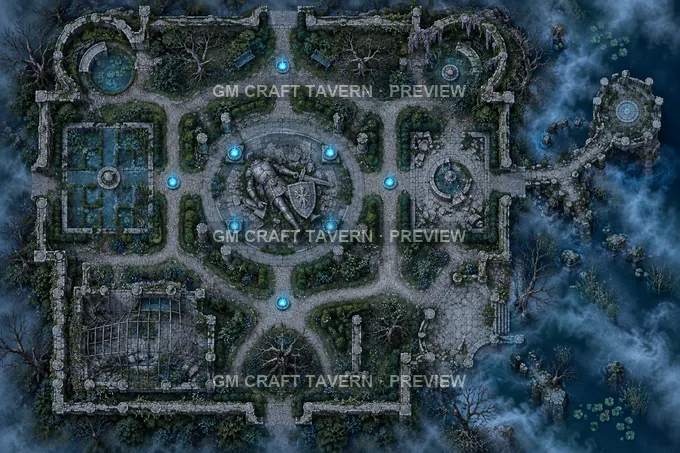 The Overgrown Refuge battlemap preview