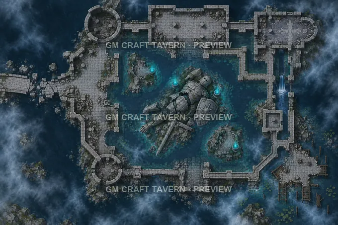 The Sunken Plaza battlemap preview