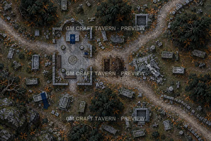 Saint Aldens Graveyard battlemap preview