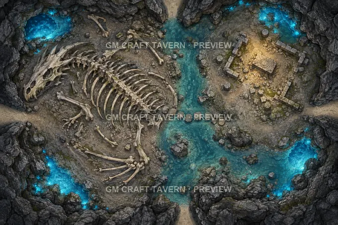 The Dragonbone Cavern battlemap preview