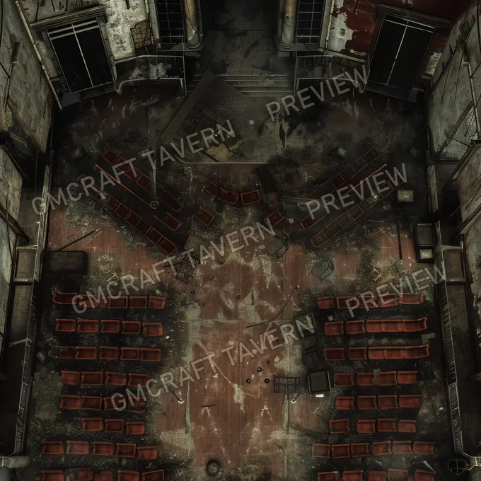 Abandonned Old Theatre Battl battlemap preview