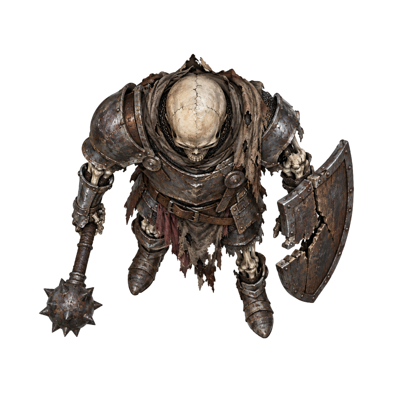 Skeletal Knight   Broken Shield And Mace top-down token preview