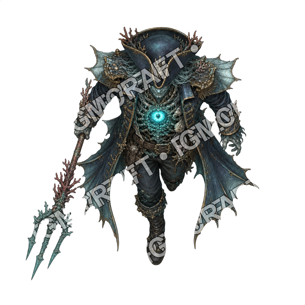 Deepwater Captain Trident Undead Pirate Topdown Token top-down token preview